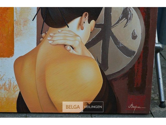 Schilderij getiteld "the chinese lady i" 100x50 cm - afbeelding 3 van  4