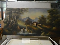 Schilderij huisje in de bergen 100x50cm - afbeelding 1 van  2