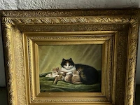 Schilderij 'katten' - gouden kader - afbeelding 1 van  4