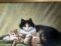 Schilderij 'katten' - gouden kader - afbeelding 3 van  4