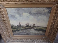 Schilderij leiezicht 60cm x 60cm gesigneerd j.s. - afbeelding 1 van  3