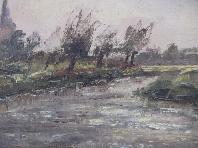 Schilderij leiezicht 60cm x 60cm gesigneerd j.s. - afbeelding 2 van  3
