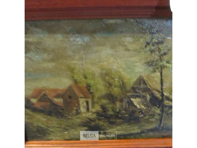 Schilderij maarten melsen geboorte huis 1887 olieverf ± 25x30 - afbeelding 2 van  3