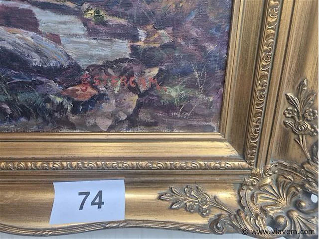 Schilderij olie op doek gesigneerd 116x81cm - afbeelding 3 van  3