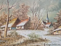 Schilderij olie op doek gesigneerd 122x82cm - afbeelding 2 van  4
