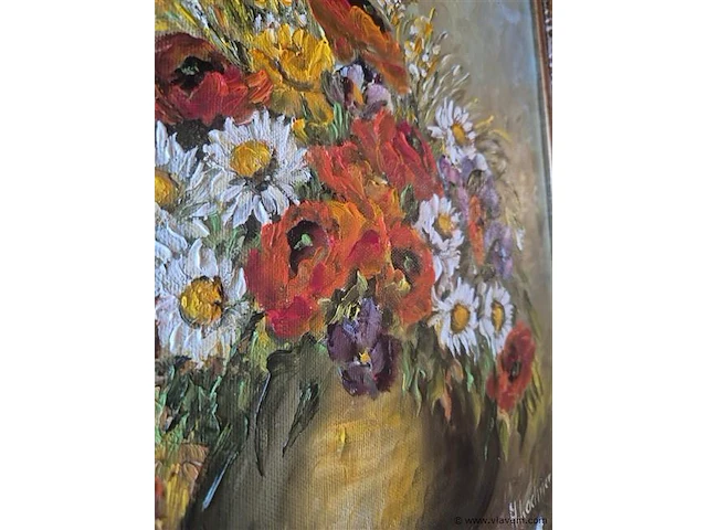 Schilderij olie op doek gesigneerd 50x40cm - afbeelding 2 van  3