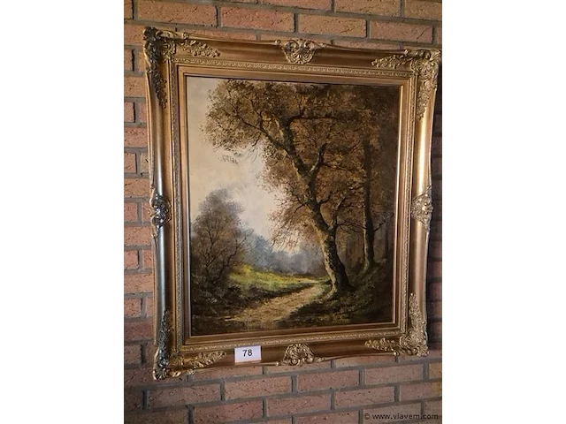 Schilderij olie op doek gesigneerd 76x90cm - afbeelding 1 van  3