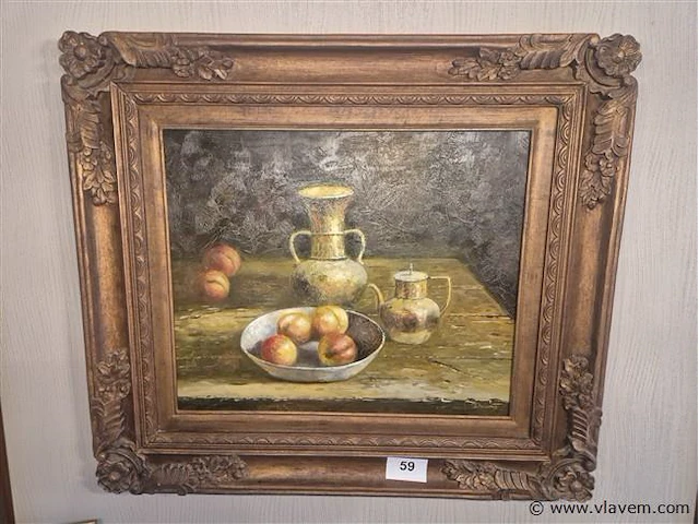Schilderij olie op doek gesigneerd, 84x74cm - afbeelding 1 van  3