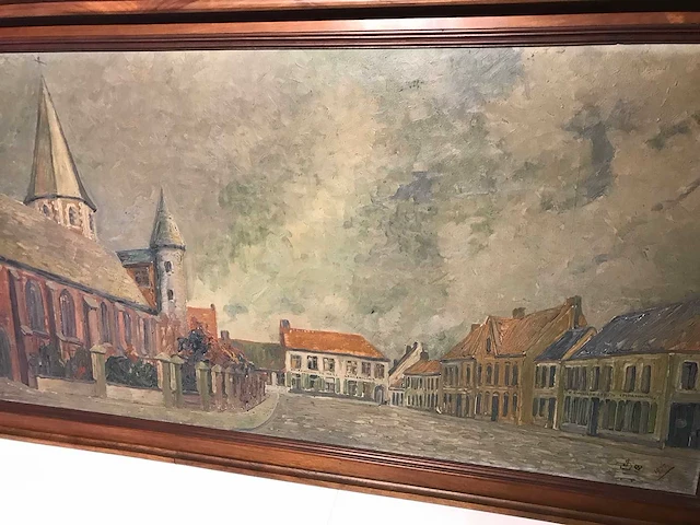 Schilderij oostrozebeke 1927. groot formaat. - afbeelding 1 van  26