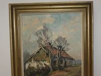 Schilderij op doek in kader, peeters jeannot (1909-1996) afm. 66,5 x 76 cm