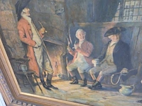 Schilderij pijprokers, gesigneerd 108x 90cm - afbeelding 3 van  6