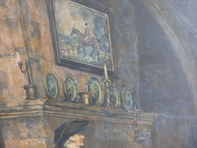 Schilderij pijprokers, gesigneerd 108x 90cm - afbeelding 5 van  6