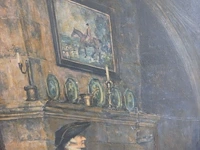 Schilderij pijprokers, gesigneerd 108x 90cm - afbeelding 5 van  6
