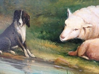 Schilderij schapen gesigneerd 51cm x 40cm - afbeelding 3 van  3