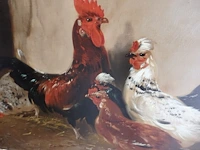 Schilderij schouten haan+ kippen 120cm x 90cm - afbeelding 2 van  4