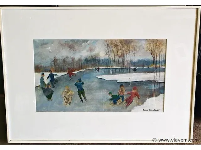 Schilderij toon lambrecht 'schaatsers op de vijver' - afbeelding 1 van  4