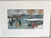 Schilderij toon lambrecht 'schaatsers op de vijver' - afbeelding 1 van  4