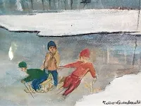 Schilderij toon lambrecht 'schaatsers op de vijver' - afbeelding 3 van  4