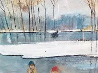 Schilderij toon lambrecht 'schaatsers op de vijver' - afbeelding 4 van  4
