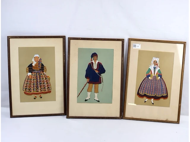 Schilderij traditionele klederdracht (x3) - afbeelding 1 van  5