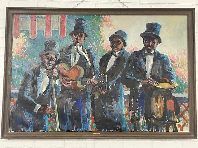 Schilderij van een new orleans jazz band - afbeelding 1 van  11