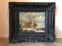 Schilderij winterlandschap. 1800-1900