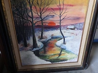 Schilderij winterlandschap,gesigneerd 78x60cm - afbeelding 1 van  2