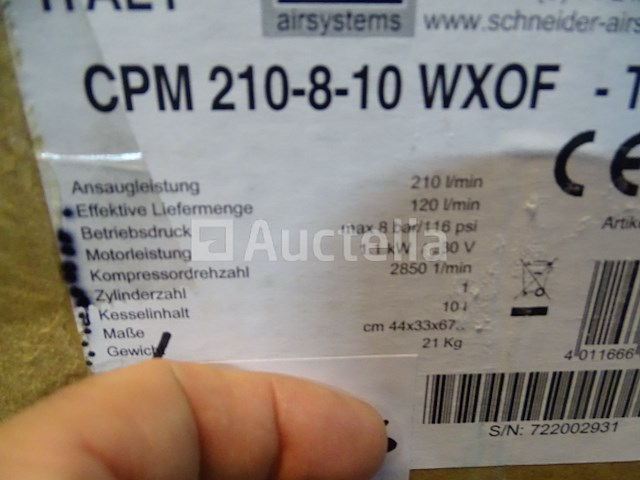 Schneider cpm 210-8-10 wxof professionele compressor - winkelwaarde €641 - afbeelding 8 van  9