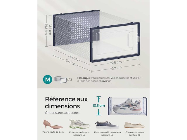 Schoenendozen - doorzichtig & carbon blue (x144) - afbeelding 3 van  9