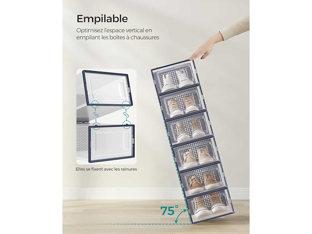 Schoenendozen - doorzichtig & carbon blue (x144) - afbeelding 5 van  9