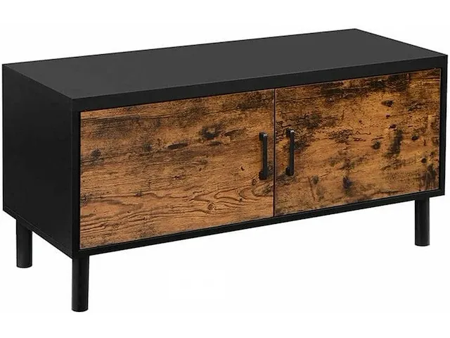 Schoenenkast met deur - industrieel - spaanplaat - zwart - 100x35x38 - afbeelding 1 van  3