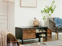 Schoenenkast met deur - industrieel - spaanplaat - zwart - 100x35x38 - afbeelding 3 van  3