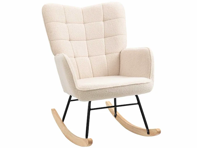 Schommelstoel met bekleding in gekrulde woleffect, stalen frame 71 x 98 x 101 cm beige - afbeelding 1 van  9