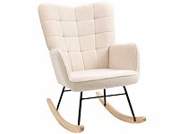 Schommelstoel met bekleding in gekrulde woleffect, stalen frame 71 x 98 x 101 cm beige - afbeelding 1 van  9