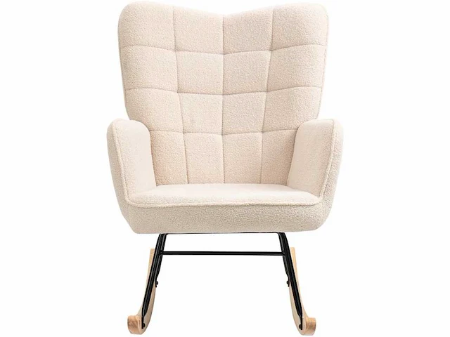 Schommelstoel met bekleding in gekrulde woleffect, stalen frame 71 x 98 x 101 cm beige - afbeelding 2 van  9