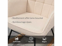 Schommelstoel met bekleding in gekrulde woleffect, stalen frame 71 x 98 x 101 cm beige - afbeelding 5 van  9