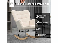 Schommelstoel met bekleding in gekrulde woleffect, stalen frame 71 x 98 x 101 cm beige - afbeelding 6 van  9