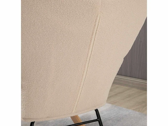 Schommelstoel met bekleding in gekrulde woleffect, stalen frame 71 x 98 x 101 cm beige - afbeelding 7 van  9