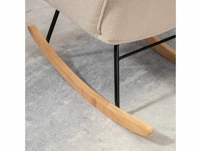 Schommelstoel met bekleding in gekrulde woleffect, stalen frame 71 x 98 x 101 cm beige - afbeelding 8 van  9