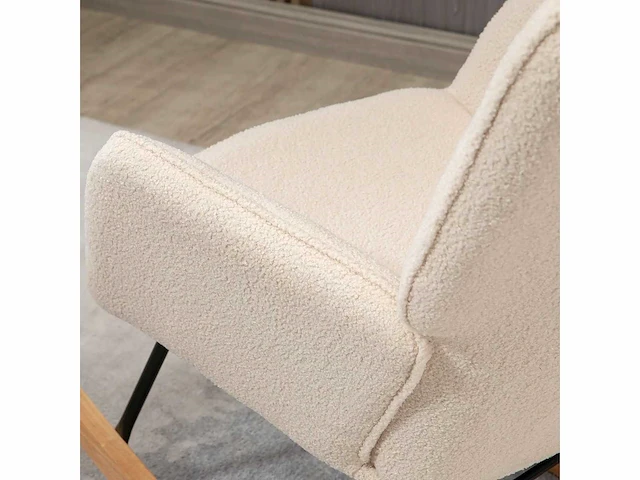 Schommelstoel met bekleding in gekrulde woleffect, stalen frame 71 x 98 x 101 cm beige - afbeelding 9 van  9