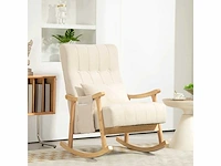 Schommelstoel met lendenkussen, brede zitting, beukenhouten frame, tot 120 kg, beige