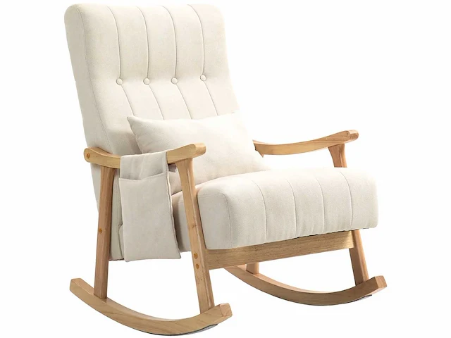 Schommelstoel met lendenkussen, brede zitting, beukenhouten frame, tot 120 kg, beige - afbeelding 6 van  6