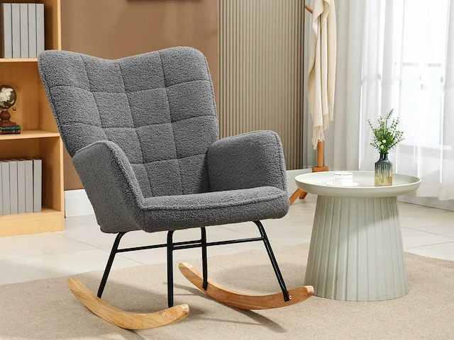 Schommelstoel schommelstoel met bekleding met gekrulde wol effect bekleding - afbeelding 1 van  7
