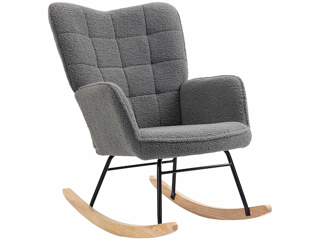 Schommelstoel schommelstoel met bekleding met gekrulde wol effect bekleding - afbeelding 3 van  7