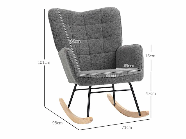 Schommelstoel schommelstoel met bekleding met gekrulde wol effect bekleding - afbeelding 4 van  7