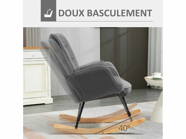 Schommelstoel schommelstoel met bekleding met gekrulde wol effect bekleding - afbeelding 5 van  7