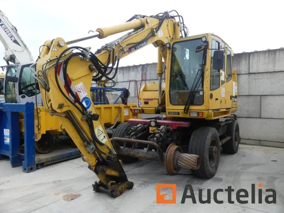 Schop terex road rails, schoppen op banden, rupsgraaflaadmachine, aanhanger plateau