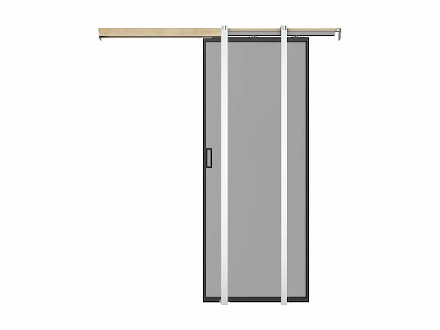 Schuifdeur met zaksysteem - aluminium en gerookt gehard glas - h205 x b63 cm - afbeelding 3 van  4