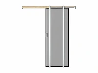 Schuifdeur met zaksysteem - aluminium en gerookt gehard glas - h205 x b63 cm - afbeelding 3 van  4
