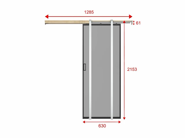 Schuifdeur met zaksysteem - aluminium en gerookt gehard glas - h205 x b63 cm - afbeelding 4 van  4